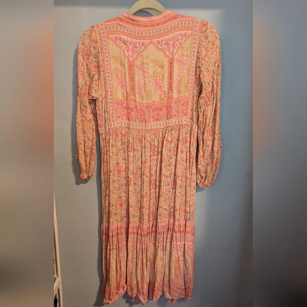 🪄 Spell Poinciana Cotton Candy Midi Dress Boho Long Sleeve Size S Rare HTF - Picture 3 of 6